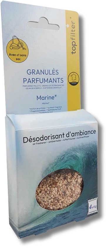 TopFilter 0721550 Set van 4 zakjes geparfumeerde korrels geur zee voor stofzuiger, stofzuigerverfrisser, stofzuigergeur, Maïs, 4 x 6 gram