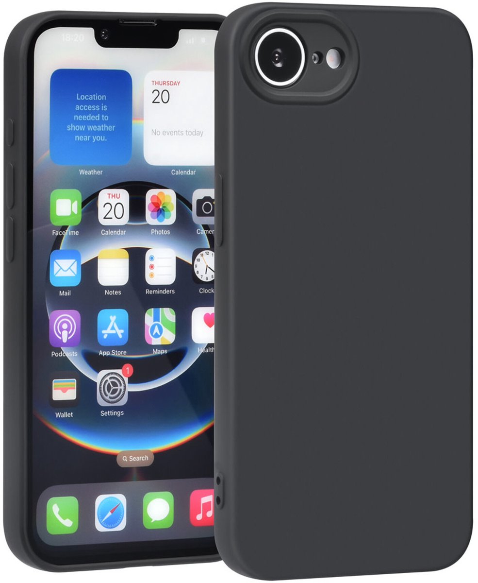 Shockproof Backcover - Liquid Silicone Soft Hoesje - Geschikt voor: Apple iPhone 16E - Zwart