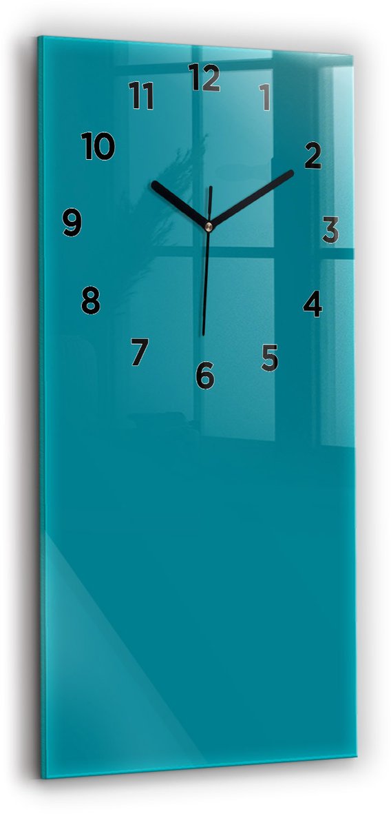 Wallfluent Wandklok - Maritiem Rechthoekige Glas Klok - 30 cm x 60 cm - Maritiem Wandklok - Zwarte Handen - Wandklok Met Cijfers - Kinder Wandklok Glas - Rechthoekige Glazen Wandklok - Scandinavisch Wandklok - Glazen Klok Rechthoekige