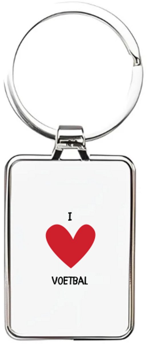 Hacebo® - Ik hou van voetbal sleutelhanger rechthoekig - Voetbal - Voetballers - sleutelhangers - Sport - cadeau voor een voetballer - voetbalster - rechthoekige sleutelhanger - 3 x 7.8 CM