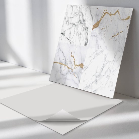 Zeihyeurus Zelfklevende marmeren tegels, marmeren tegels, zelfklevende wandtegels, pvc-wandpaneel, versterkte dikte, eenvoudig te installeren, voor keuken, woonkamer Zeihyeurus Zelfklevende marmeren tegels, marmeren tegels, zelfklevende wandtegels, pvc-wandpaneel, versterkte dikte, eenvoudig te installeren, voor keuken, woonkamer
