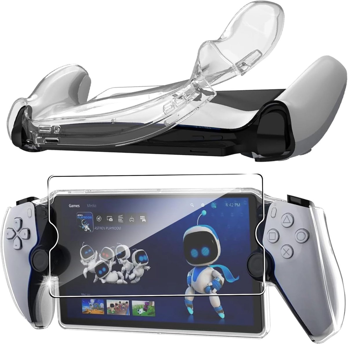Zandarix Geschikt voor Sony Playstation Portal - PS5 - PS Portal - Schokabsorberend - Krasbestendig - 1x Beschermhoes - 1x Screenprotector - Transparant