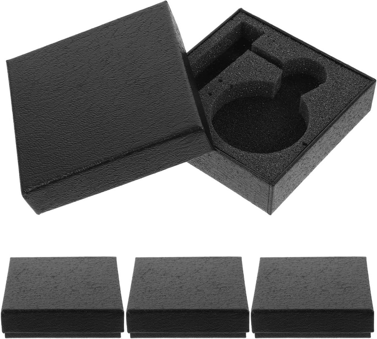 Brenzoos - Opbergdoos voor Horloges - Set van 4 Zwarte Papieren Horlogedozen voor Mannen
