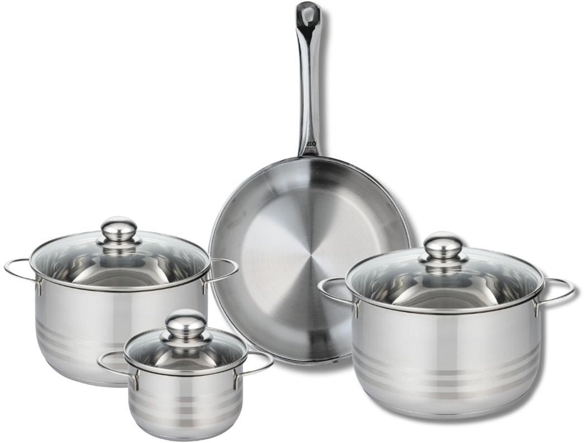Set van 1 Koekenpan 28 cm en 3 kookpotten 14, 20 en 24 cm Elo Profi Brillant