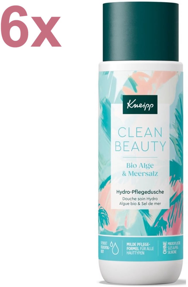 Kneipp Clean Beauty Hydro Douchegel – Bio Alge & Meersalz – 6x 200 ml – Voordeelverpakking