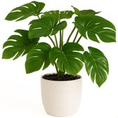 Boncy® Premium Kunstplant in pot - 25 cm Monstera Kunst plant - Nep planten voor Binnen en Buiten - Kamer Decoratie - Nepplanten Kunstplanten Boompje - Kunstbloemen