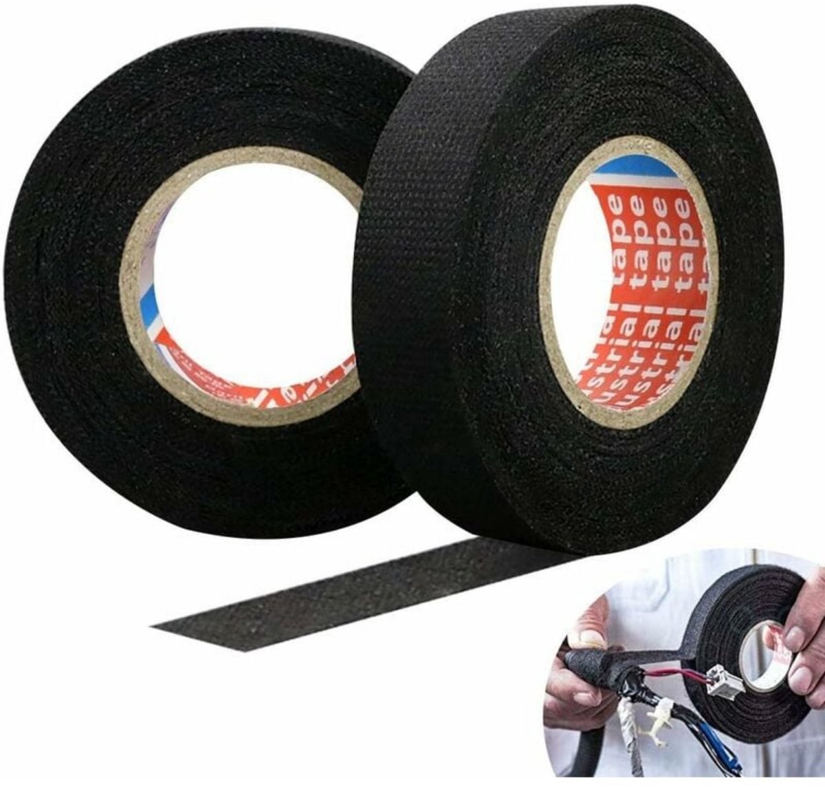 EXCITAT Isolatietape - Autokabeltape - Elektrische tape - Antisliptape - Hittebestendig - Geschikt voor thuis, auto en motor - Zwart - 2 rollen