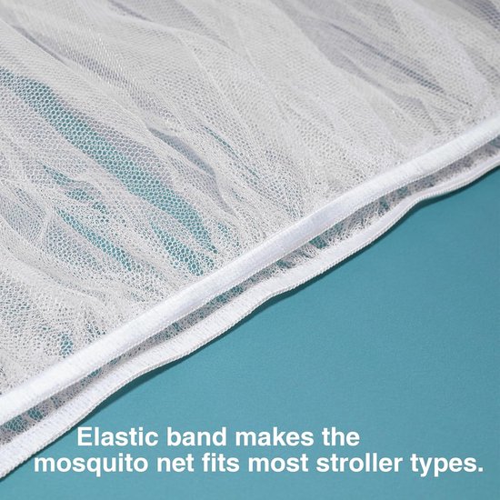 Klamboe voor Kinderwagen - Muggen & Insectengaas Babybed - Polyester - Muggennet - Volledige Dekking Universele Klamboe - Voor Kinderwagen, Kinderzitje En Babybedje - 1.5m - Wit — afbeelding 2