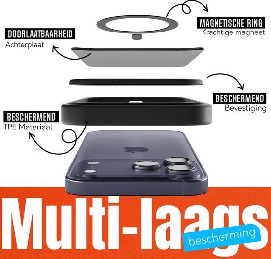 Coque My Case Zwart compatible avec iPhone 17 Pro et MagSafe – Fine, résistante et résistante aux chocs