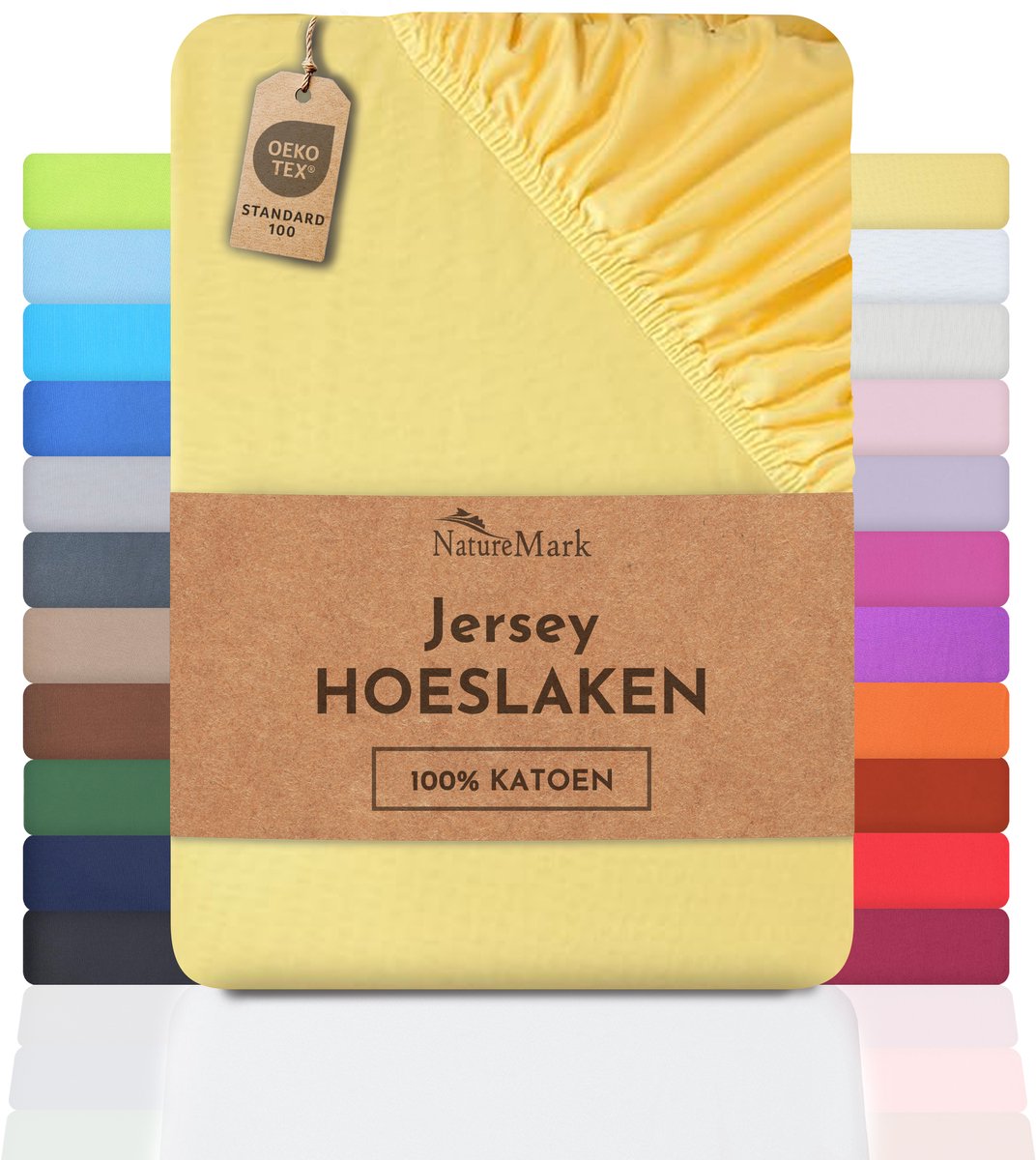 NatureMark Jersey hoeslaken, 100% katoen , geel, foto 2
