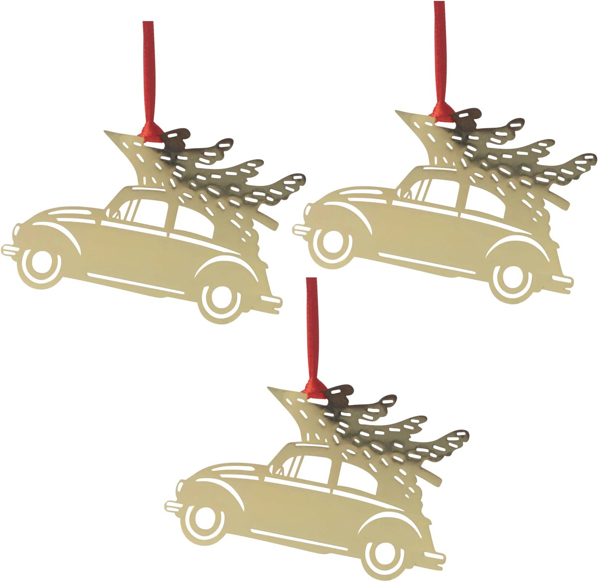 Winterse auto kersthanger metaal (set 3) - Pluto Design