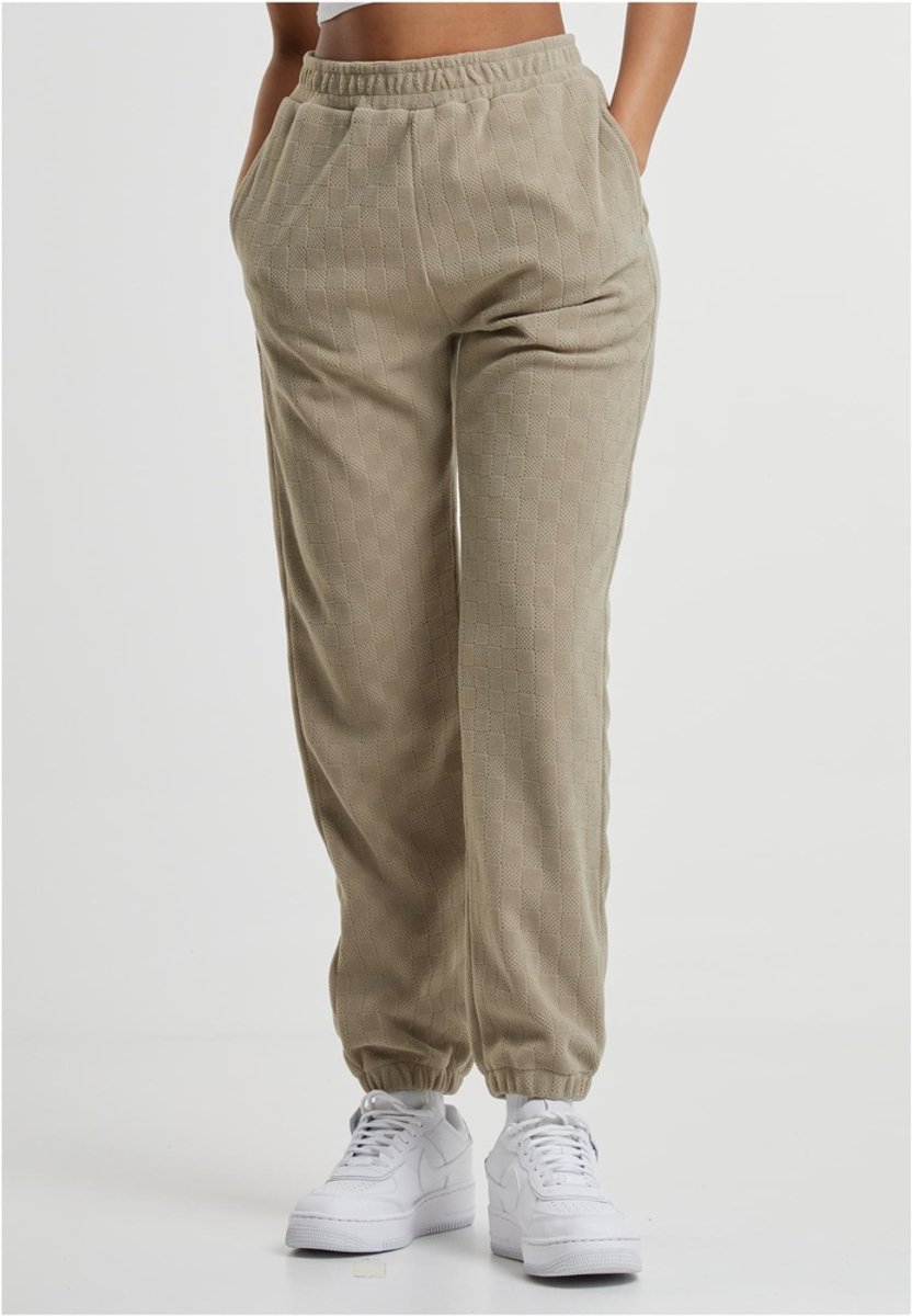 Urban Classics Jacquard Velvet Dames joggingbroek 5XL Beige