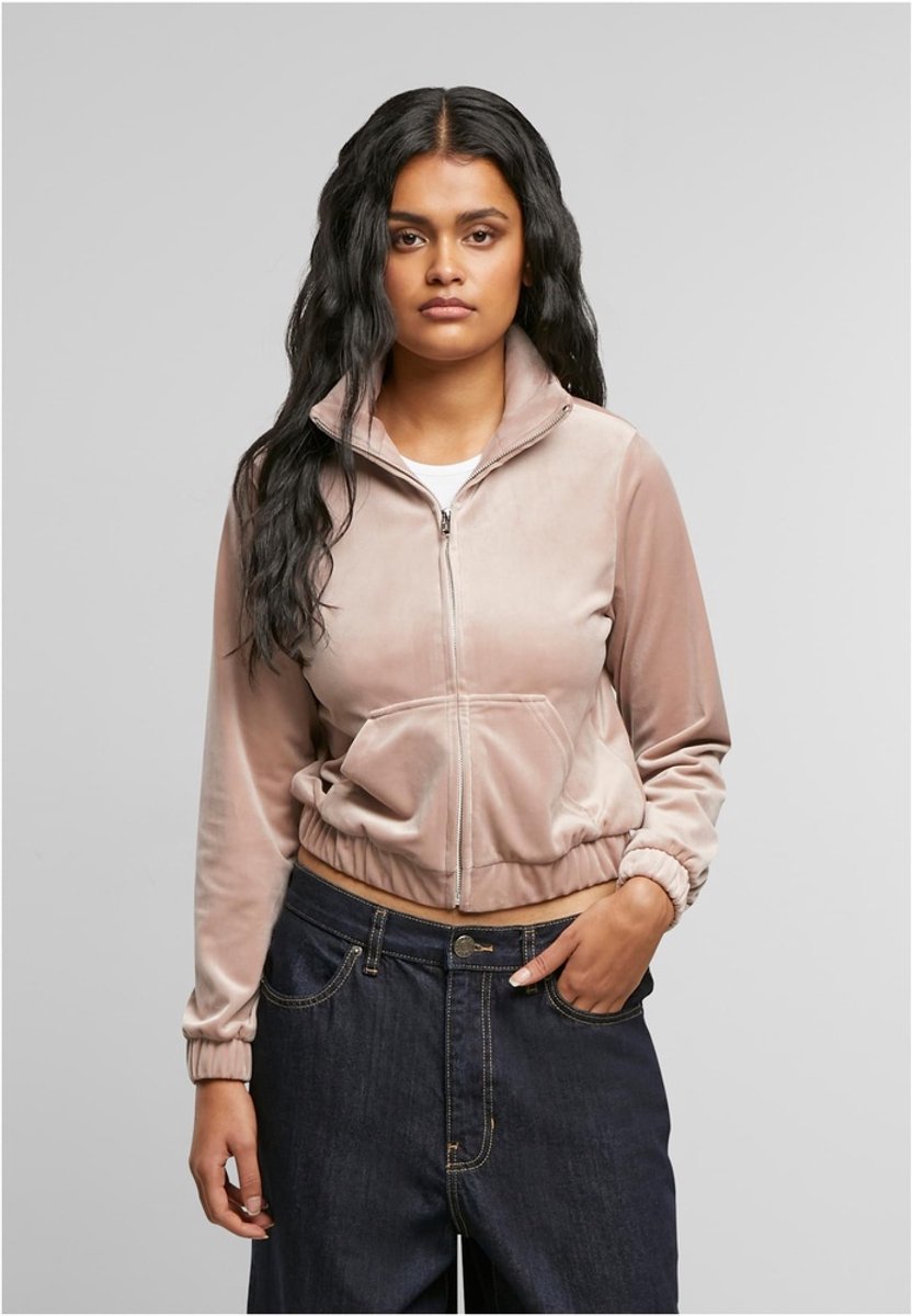 Urban Classics Short Velvet Trainings jacket Roze