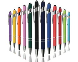 TOVBMUP Balpennen - Extra duurzame balpennen - Levendige kleuren - 2-in-1 ergonomische balpennen met stylus - Geschikt voor kantoor en thuis - 12 stuks