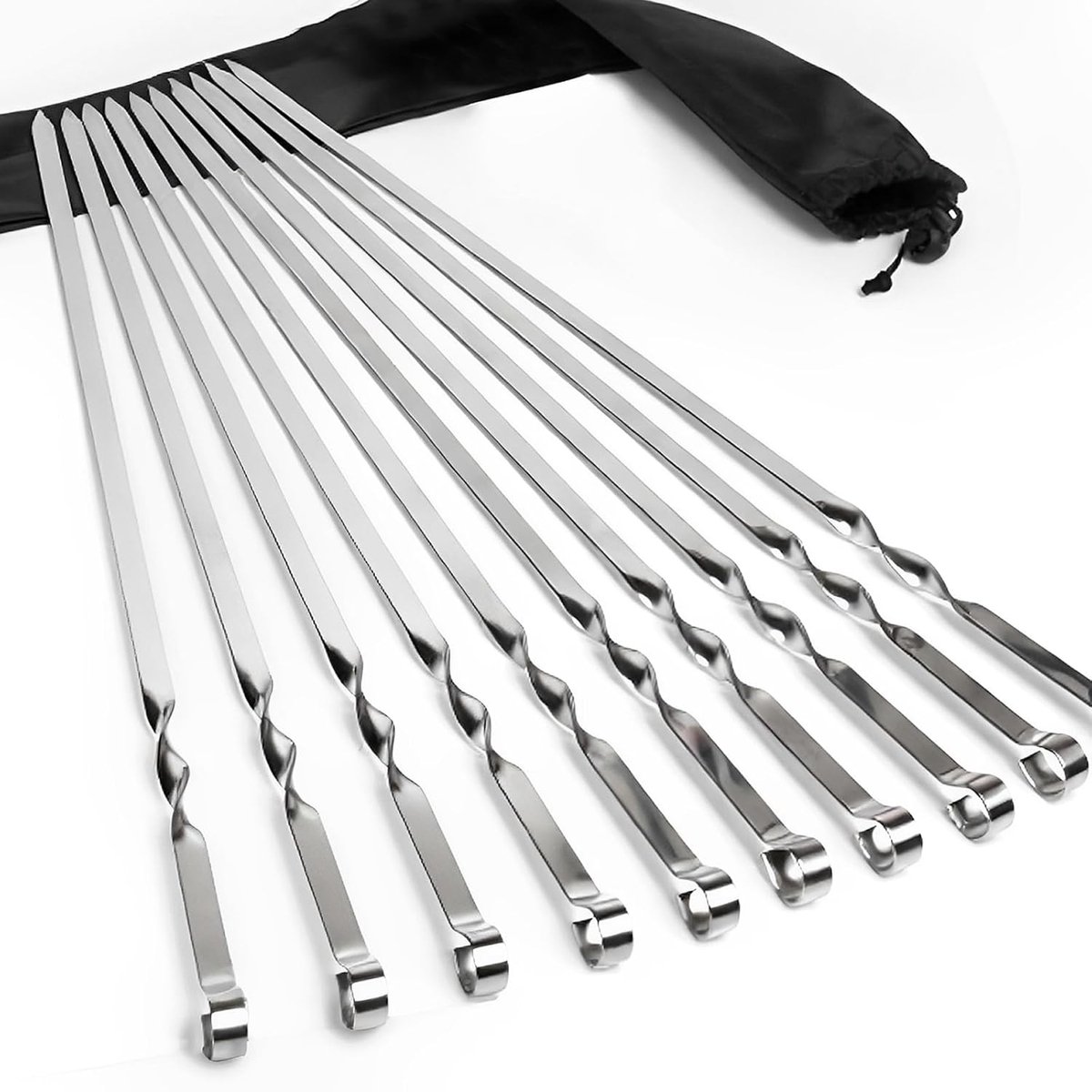 Extra lange platte sjasliekspiesen - 10 stuks - roestvrij staal - 55 cm