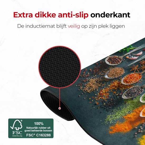 KitchyMist Inductie Beschermer 78x52 cm - Kruiden en Specerijen Lepels - Kookplaat Beschermer - Afdekplaat voor Kookplaat - Inductie Mat - Spatscherm Achterwand Keuken