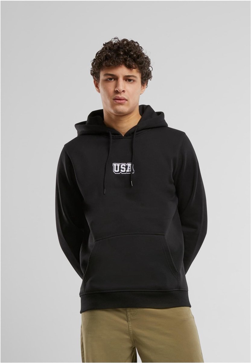 Mister Tee USA College Wording Patch Hoody Zwart