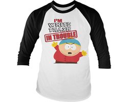 South Park I'm White Trash In Trouble Baseball Longsleeve T-shirt White-Black