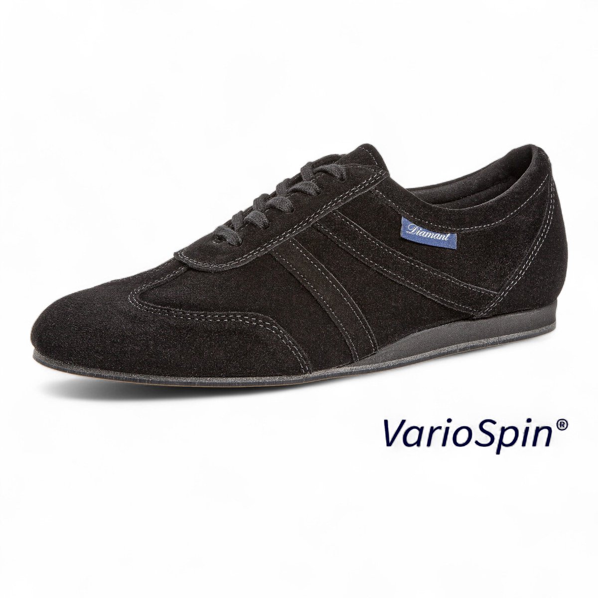 Extra Brede Danssneaker van Suede - Diamant 133 - 426 - 001 - V - VarioSpin zool - Lichtgewicht - Doorlopende zool - Heren danssneaker - Dansen Binnen & Buiten - Vetersluiting - Latin, Ballroom, Salsa, Kizomba, Bachata - Diamant - Zwart - 39.5