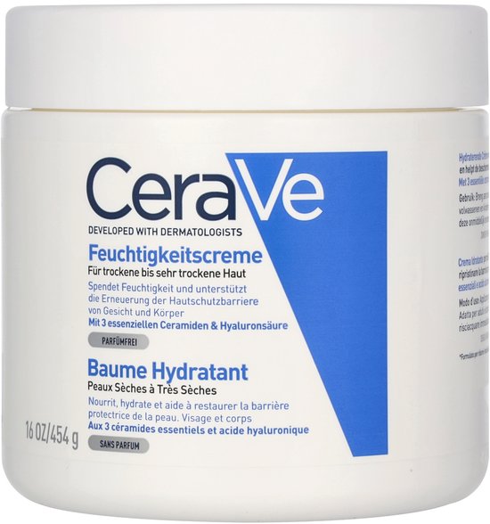 CeraVe Hydraterende Crème - voor Droge tot Zeer Droge Huid - Met Hyaluronzuur en 3 Essentiële Ceramiden - 454g