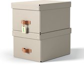 Boîte de rangement moyenne avec couvercle Leitz Puro - Set de 2 - 17 L - Carton 100 % recyclé - Beige