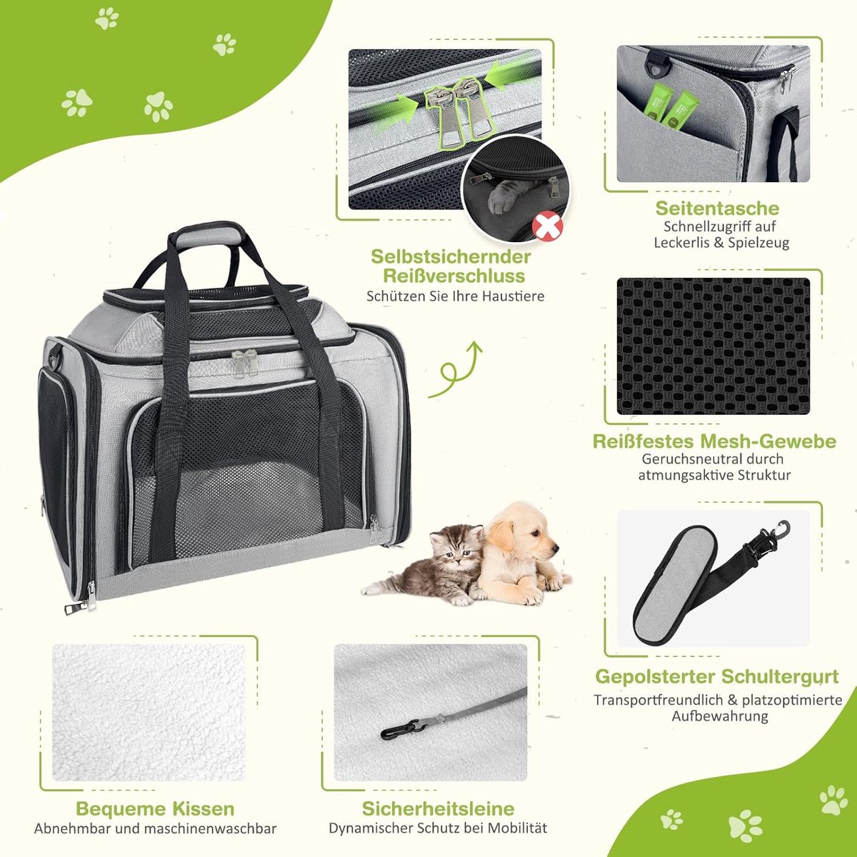 Transporttas voor kat en hond, hondentransportbox, opvouwbare