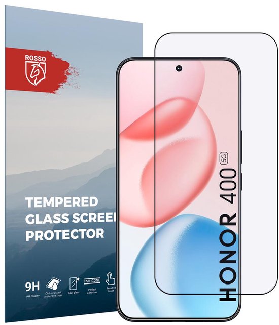 Protection d'écran Rosso compatible avec Honor 400 | Verre trempé 9H | Lame de verre | Couche protectrice | Verre de protection | Dureté 9H