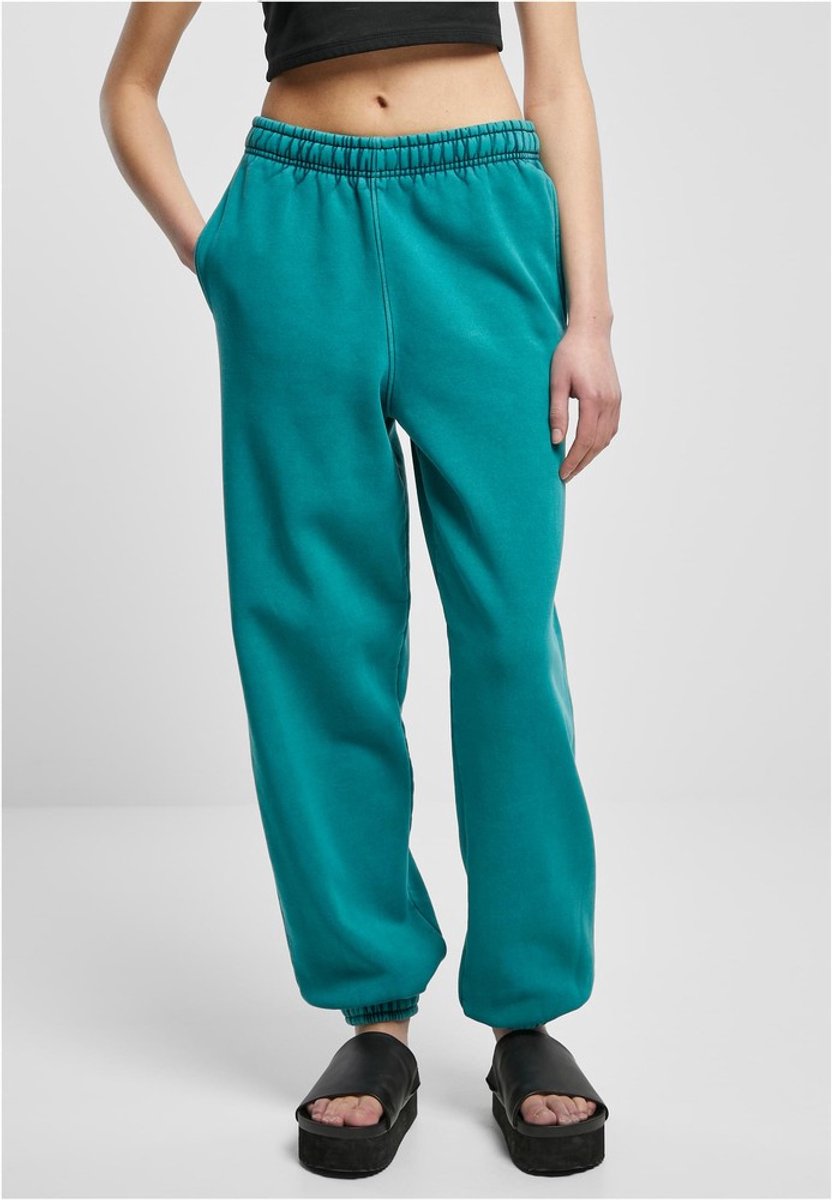 Urban Classics High Waist Stone Washed Dames joggingbroek XS Blauw