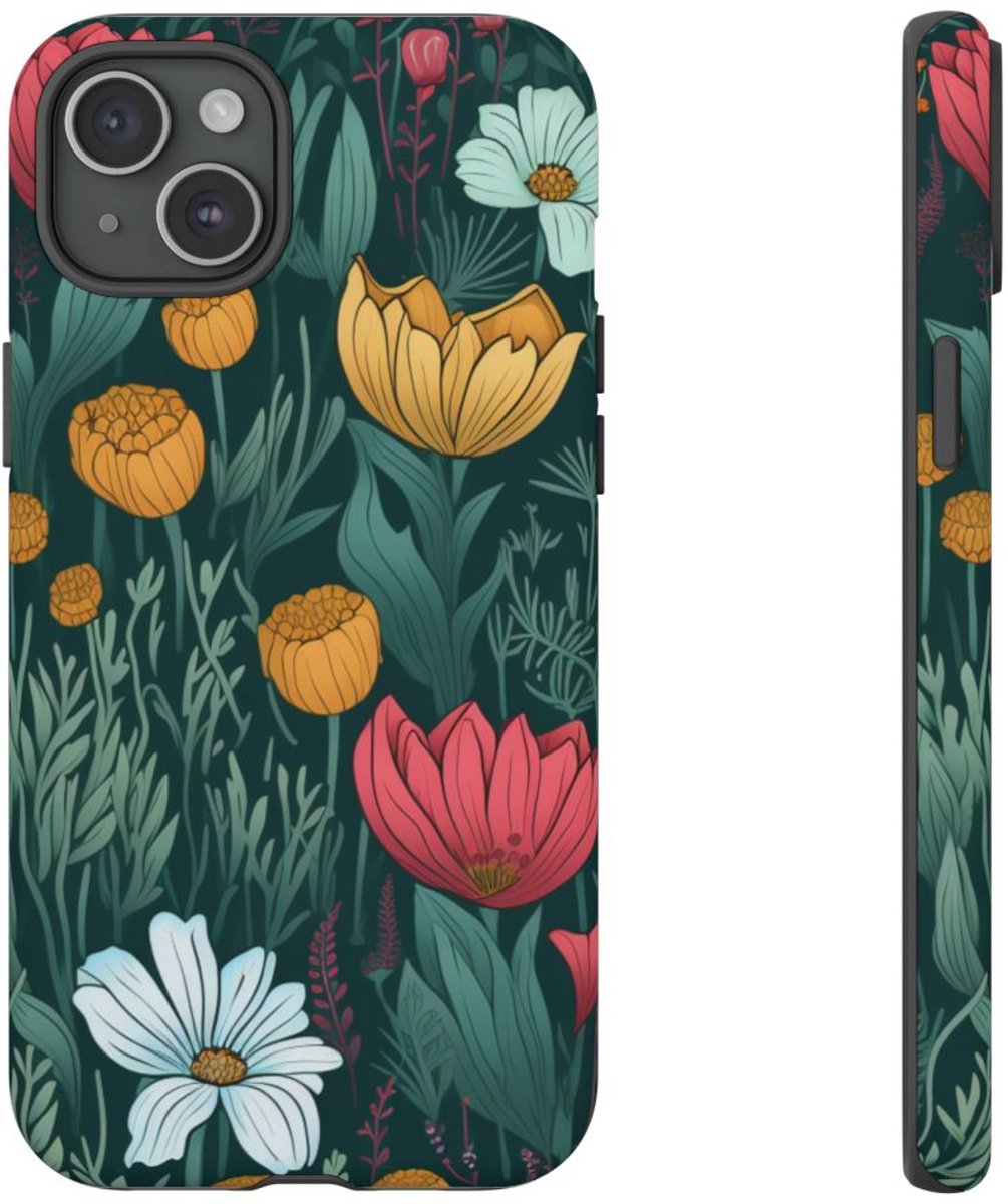 Kleurrijk Bloemenpatroon – Telefoonhoesje Geschikt voor iPhone 15 Plus