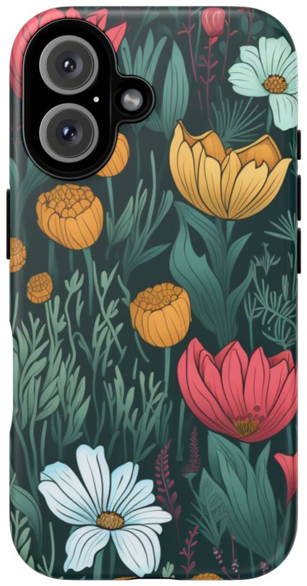 Kleurrijk Bloemenpatroon – Telefoonhoesje Geschikt voor iPhone 16