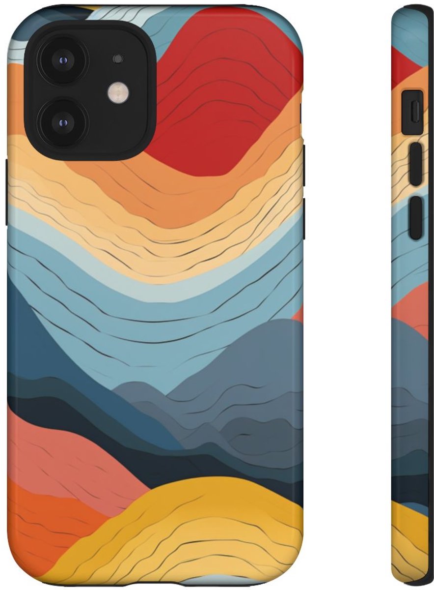 Abstracte Kleurrijke Bergen – Telefoonhoesje Geschikt voor iPhone 12