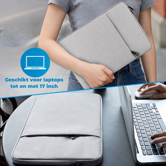 Housse pour ordinateur portable - Convient pour 15 / 15,3 / 15,6 pouces - Protection 3 couches - Housse pour ordinateur portable - Housse pour ordinateur portable - 2 compartiments verrouillables - Grijs