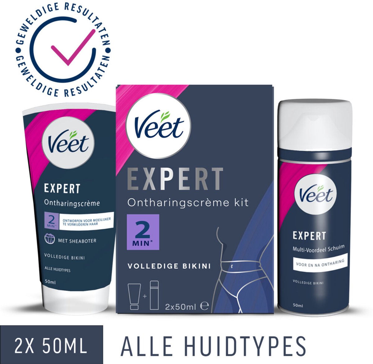 Veet Expert Ontharingscrème Bikini Kit - 3 x 2 x 50 ml - Voordeelverpakking