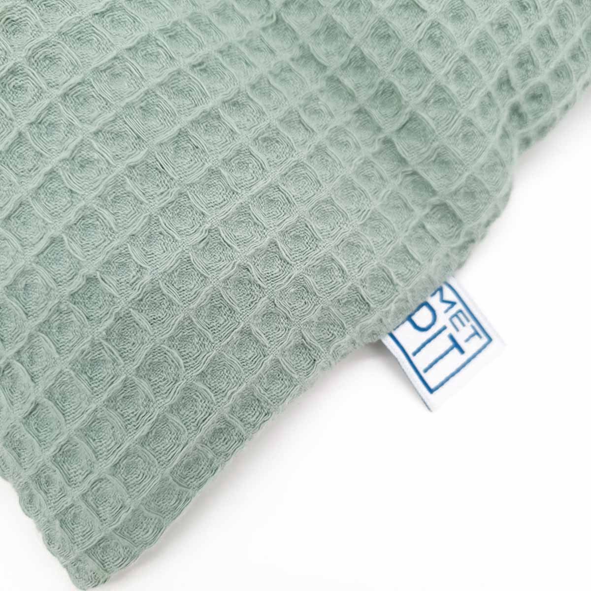 XL Met Pit ✿ Nek en schouders - Wasbare hoes - Warmte pittenkussen / coldpack – Magnetron / Vriezer - Pittenzak Made in NL/BE – Geen kersenpitkussen maar tarwe – Oud groen Wafel — afbeelding 2