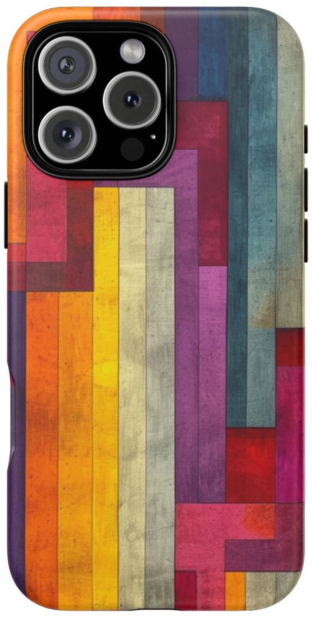 Kleurrijk Geometrisch Abstract Patroon – Telefoonhoesje Geschikt voor iPhone 16 Pro Max