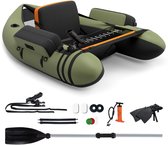 COSTWAY Opblaasbare rubberboot, vissersboot met verstelbare rugleuning, vissersboot met pomp, peddel, riemen, peddelboot voor volwassenen, 150 kg draagvermogen, 135 x 109 x 54cm