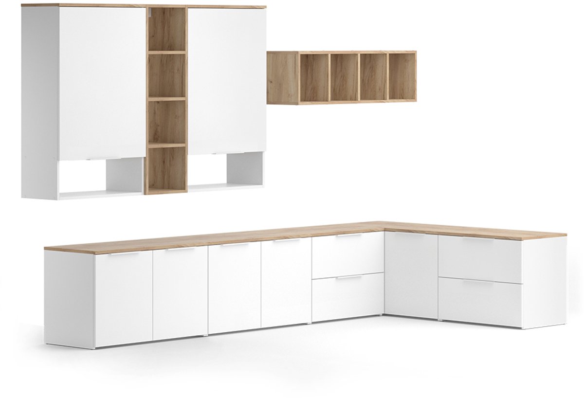 Vicco Wido Woonwand – 9 delen Wit/Sonoma