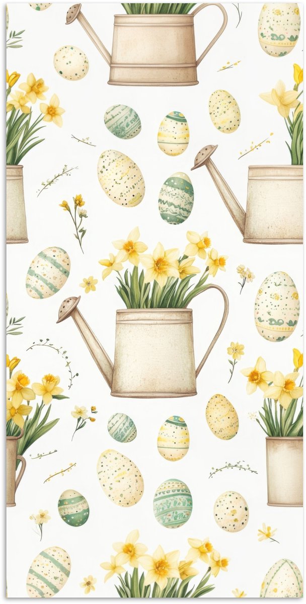 Poster 20x40 cm - Gieter - Bloemen - Eieren - Posters - Kamer decoratie - Wanddecoratie wo