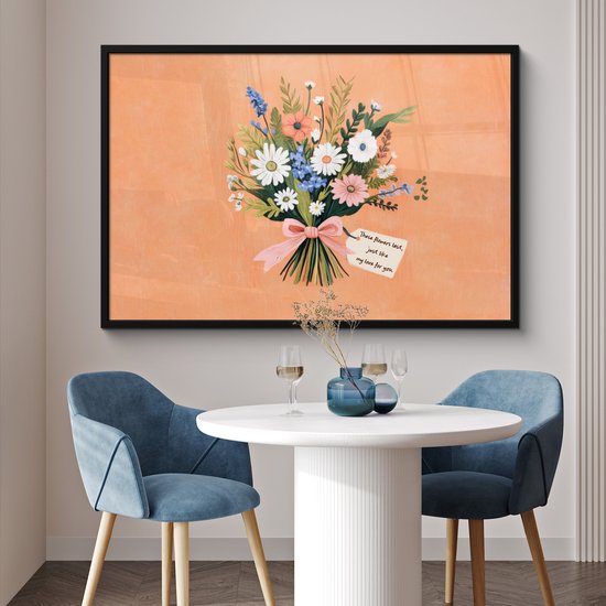 Affiche encadrée - Cadre photo 120x80 cm - Posters - Bouquet - Noeud - Citation - Cadre poster noir - Décoration - Décoration murale salon - Décoration murale chambre