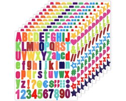 10 Sheets Alphabet Number Stickers, Vinyl Initial Stickers Letters and Numbers Sticker Letters Capital and Lower Letters for Mailbox Art Sign Scrapbook Door Decoration (Colorful b)