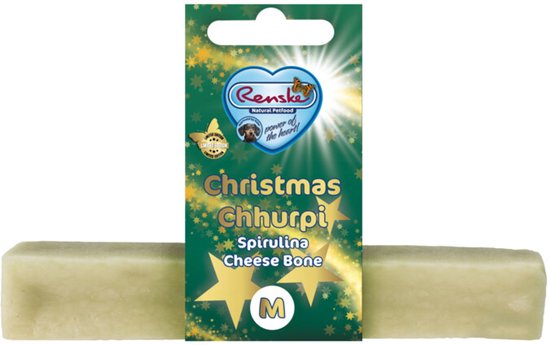 Renske Hondensnack Chhurpi Kerst Kauwkluif M Spirulina Vacht en Huid - 8 x 48 gr - Voordeelverpakking