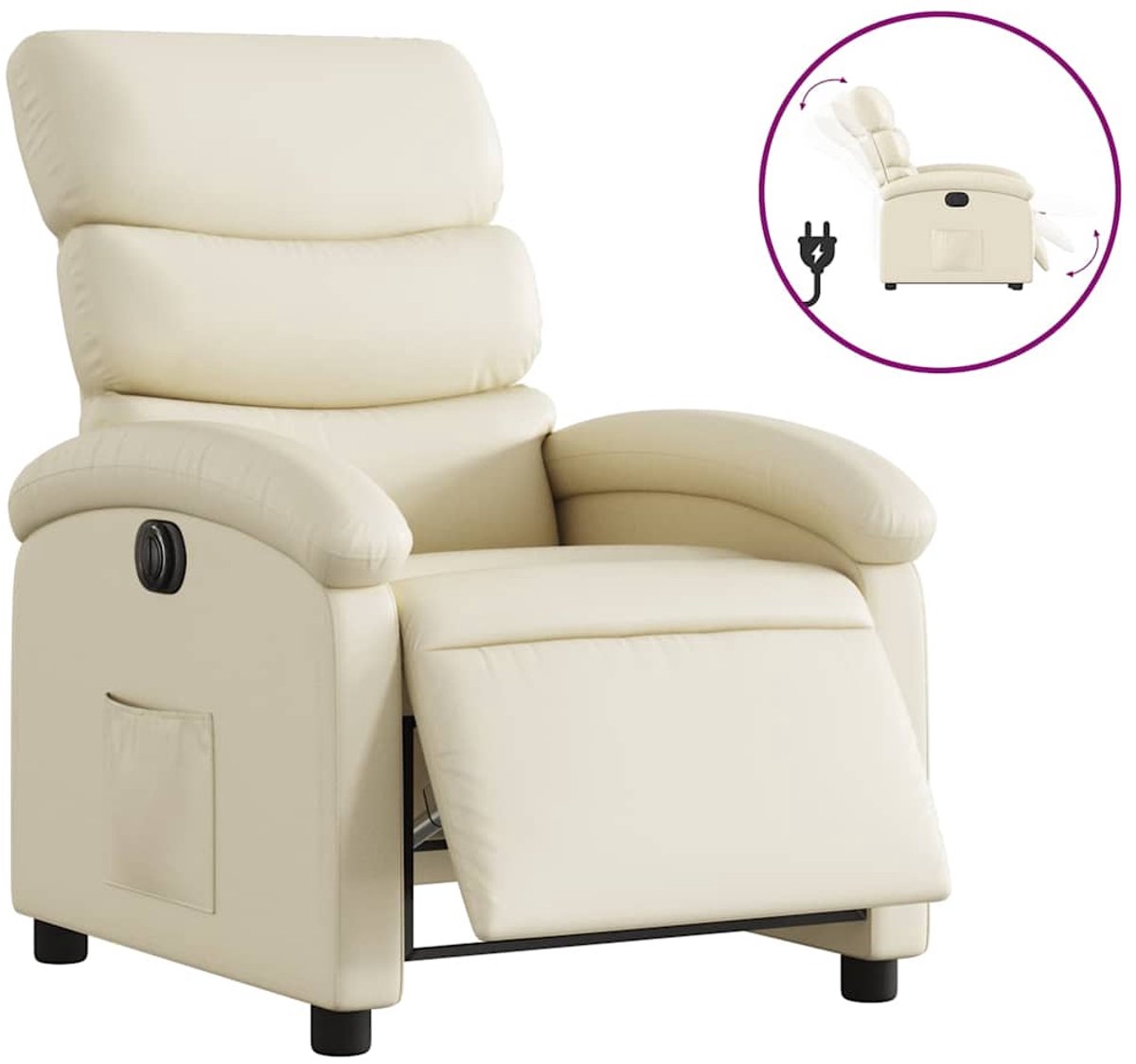 vidaXL Fauteuil - elektrisch - verstelbaar - kunstleer - crèmekleurig