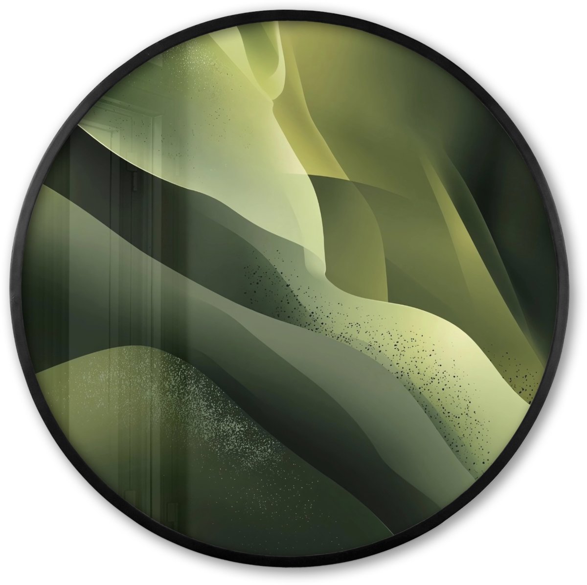 FrameYourWall Poster in lijst Rond - Fotolijst 60x60 cm - Posters - Gaming - Golven - Abstract - Heuvels - Groen - Ronde posterlijst zwart - Decoratie - Wanddecoratie woonkamer - Muurdecoratie slaapkamer