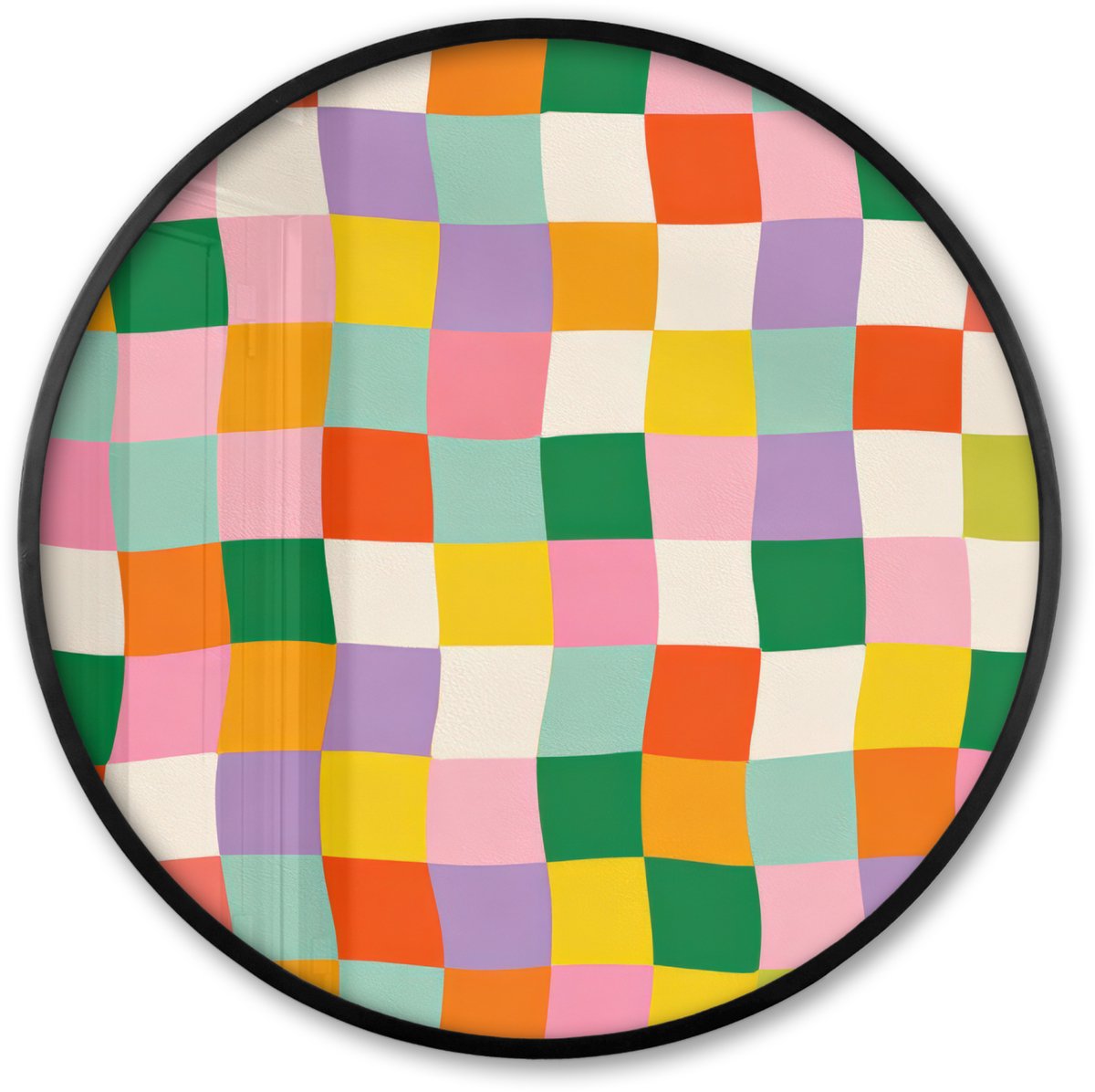 FrameYourWall Poster in lijst Rond - Fotolijst 60x60 cm - Posters - Vierkanten - Kleurrijk - Golvend - Ronde posterlijst zwart - Decoratie - Wanddecoratie woonkamer - Muurdecoratie slaapkamer
