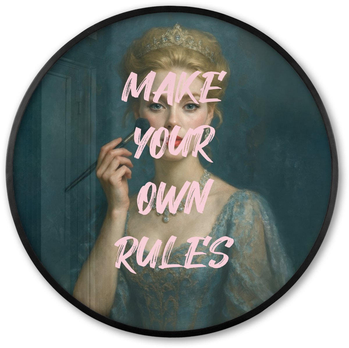 FrameYourWall Poster in lijst Rond - Fotolijst 80x80 cm - Posters - Klassiek - Sierlijk - Roze - Ronde posterlijst zwart - Decoratie - Wanddecoratie woonkamer - Muurdecoratie slaapkamer Make your own rules