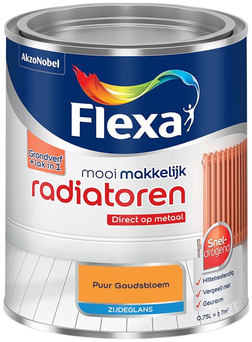 Flexa - Mooi Makkelijk Radiatoren Zijdeglans - Puur Goudsbloem - Mengverf - 0.75 L