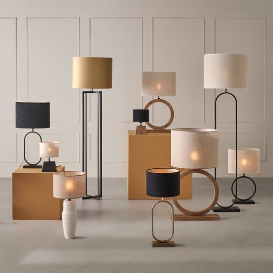 Lampe de table Light & Living Nubia - Bois de manguier - 44cm - Naturel - abat-jour excl.