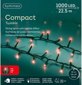 Lumineo Kerstverlichting - 1000 led lampjes - rood - 2250 cm - twinkel effect - lichtsnoer - buiten - kerstlampjes