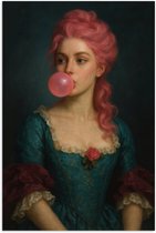 Affiche 40x60 cm - Femme - Portrait - Bulle de chewing-gum - Affiches - Décoration de chambre - Décoration murale salon - Décoration murale chambre à coucher