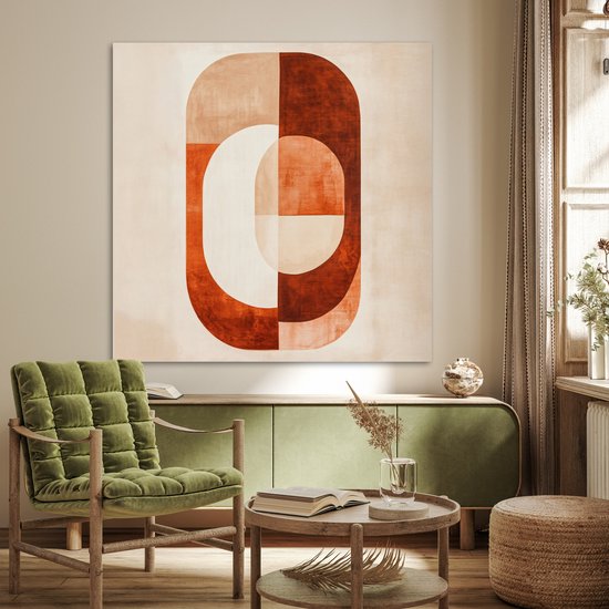 Affiche 100x100 cm - Illustration - Abstrait - Formes - Rouge - Affiches - Décoration de chambre - Décoration murale salon - Décoration murale chambre XXL